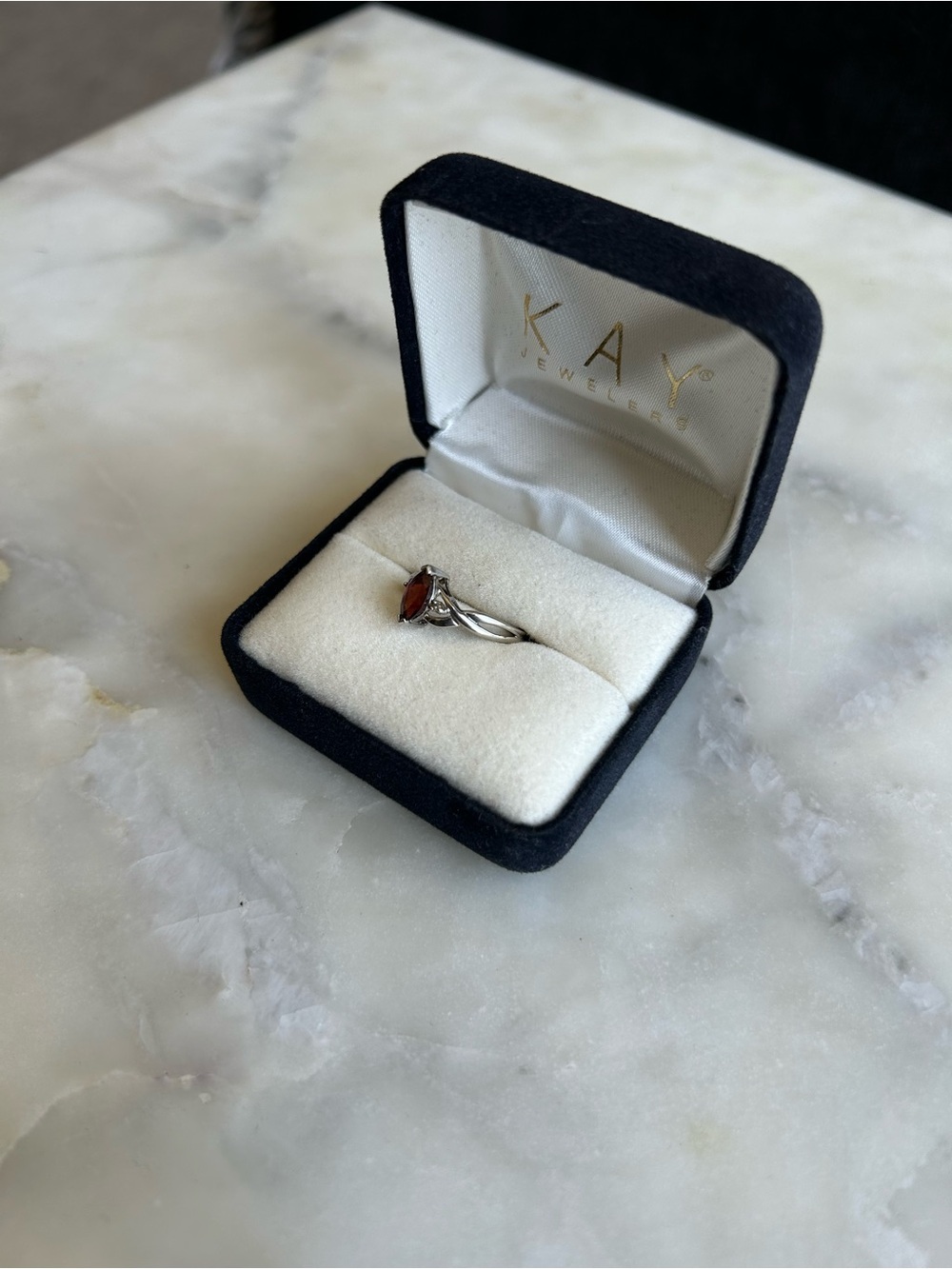 Kay Jewelers Silver Ring with Marquise Garnet - Red Stone - Picture 4 of 7